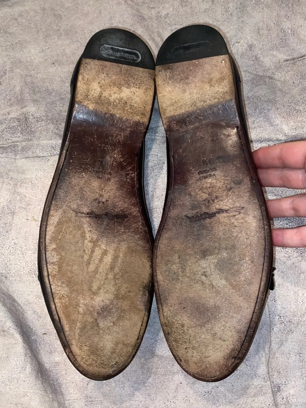 Santoni Tassel Kiltie Lightweight Leather Loafers Shoes Handsewn 9.5 Italy Vntg